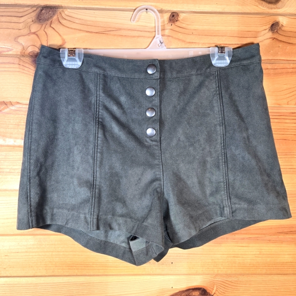 Abercrombie Fitch Vegan Suede High Waisted Short Shorts Green Womens 10 Fall